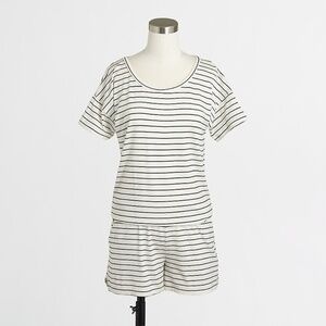 J Crew Striped Knit Romper White And Black With Pockets Womens‎ Size XXS